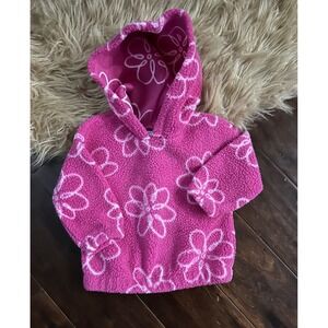 Carters Flower Hoodie Pullover Fuzzy Pink Girls‎ Toddler Sweatshirt 18M